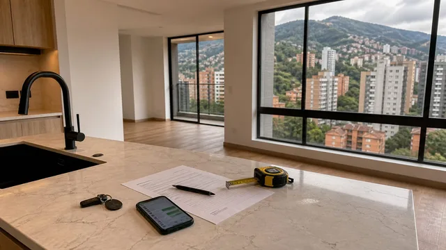 Apartment inspection paperwork in El Poblado Medellin
