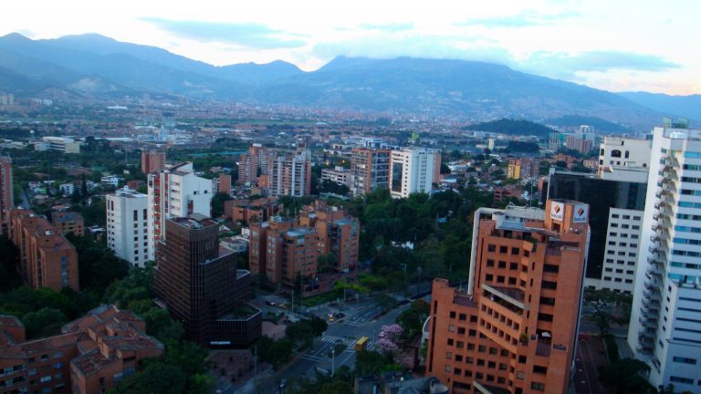 Medellin city and mountains skyline view