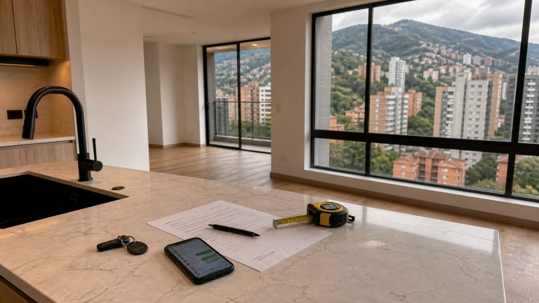 Apartment inspection paperwork in El Poblado Medellin